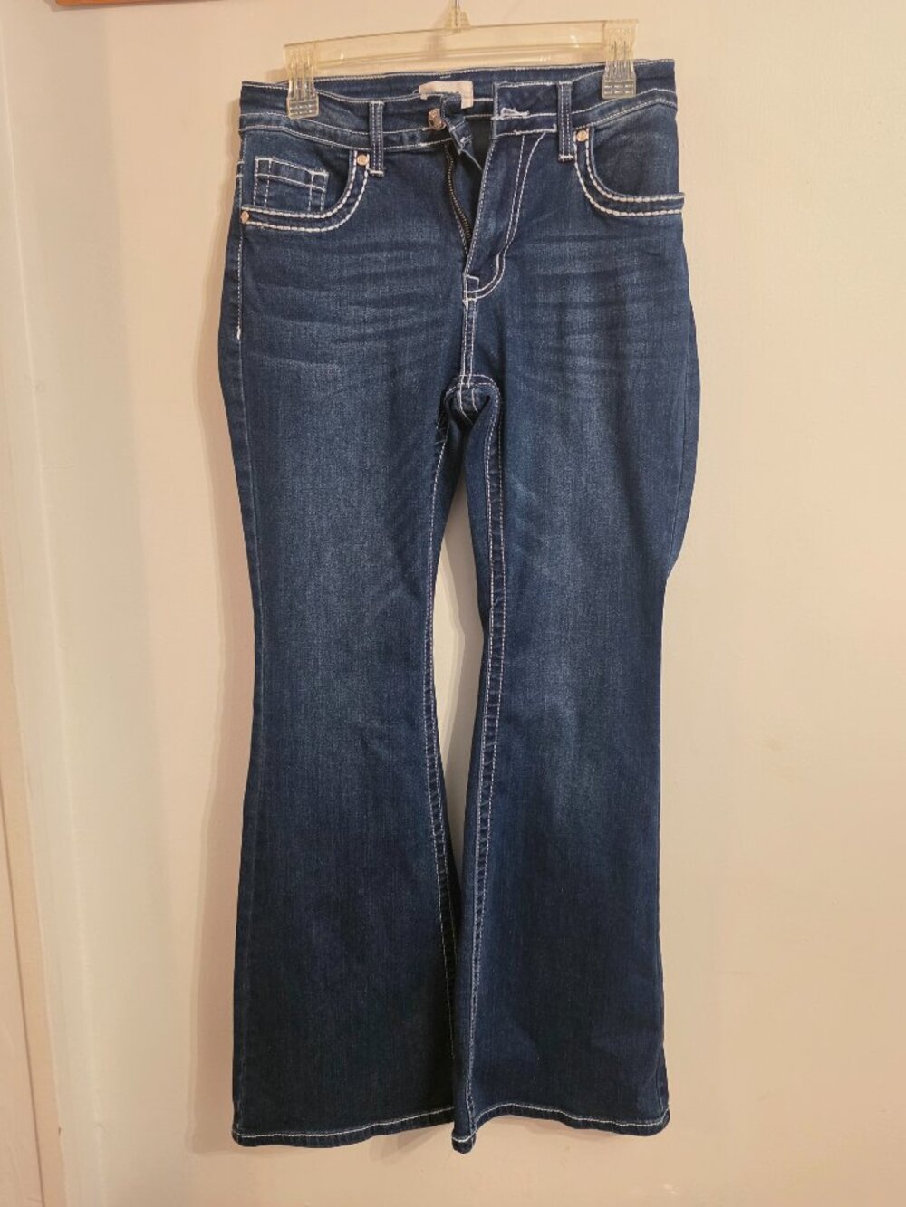 Bamboo Bootcut Jeans Size 7/8 Blue Wing Back Pocket Y2K Rhinestones